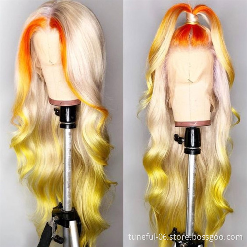 613 ombre blond dark brown honey roots straight virgin indian brazilian human hair transparent frontal full lace wigs